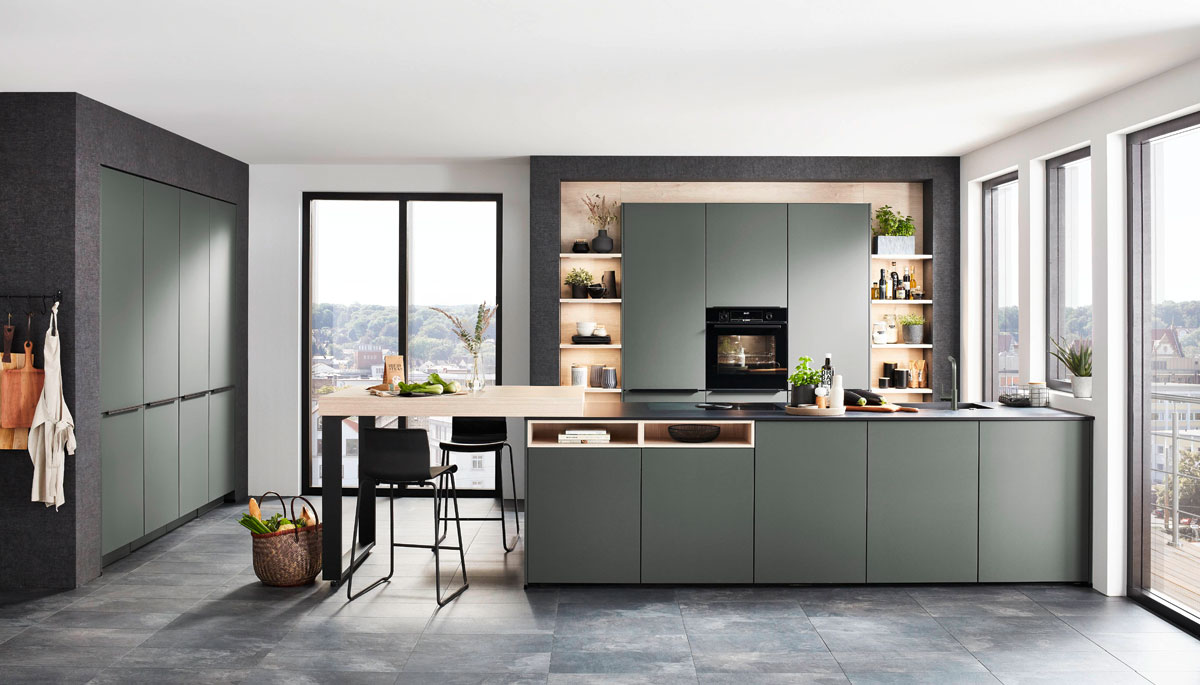 EasyTouch modern kitchen in mineral green