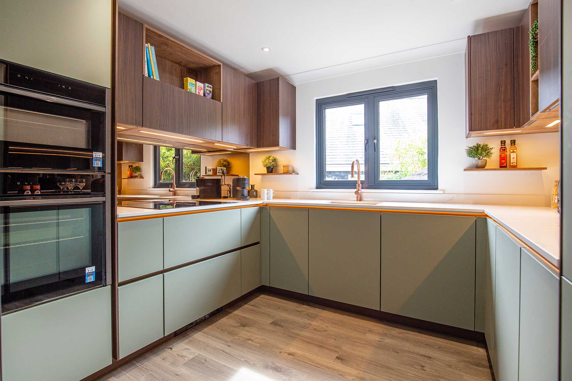 Olive Senso and Milano Walnut Structura Doors from Nobilia at Gerald Giles