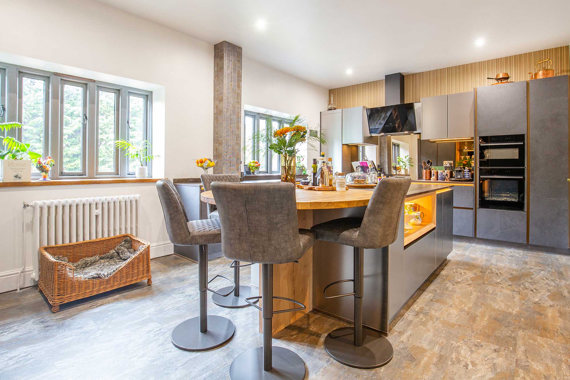 modern kitchen within an old granary